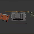 Industrial Storage Scene Components With Metal Frame Stacked Crates And Colored Boxes
