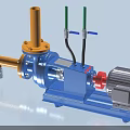 Industrial Equipment Motor Driven Pump System With Blue Base And Yellow Pipes