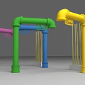 Colorful Pipe Garden Ornament With Arched Structure And Bamboo Sticks