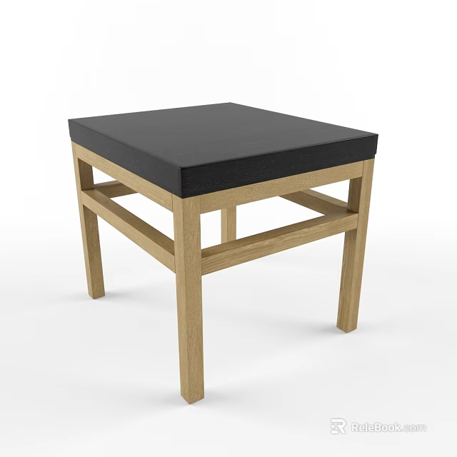 Minimalist Square Coffee Table With Black Top And Wooden Frame Design 3d model 