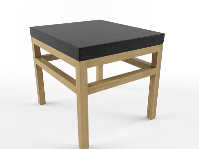 Minimalist Square Coffee Table With Black Top And Wooden Frame Design 3d model