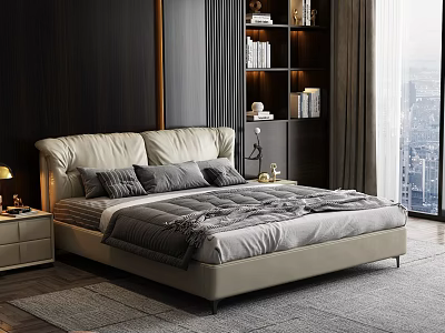 Modern Background Double Bed Double Bed 3d model