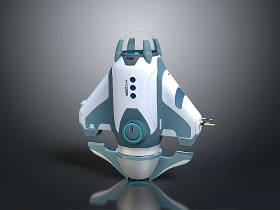 Futuristic Blue and White Spacecraft 3D Model with Detailed Cosmic Exploration Design 3d model