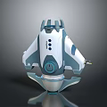 Futuristic Blue and White Spacecraft 3D Model with Detailed Cosmic Exploration Design