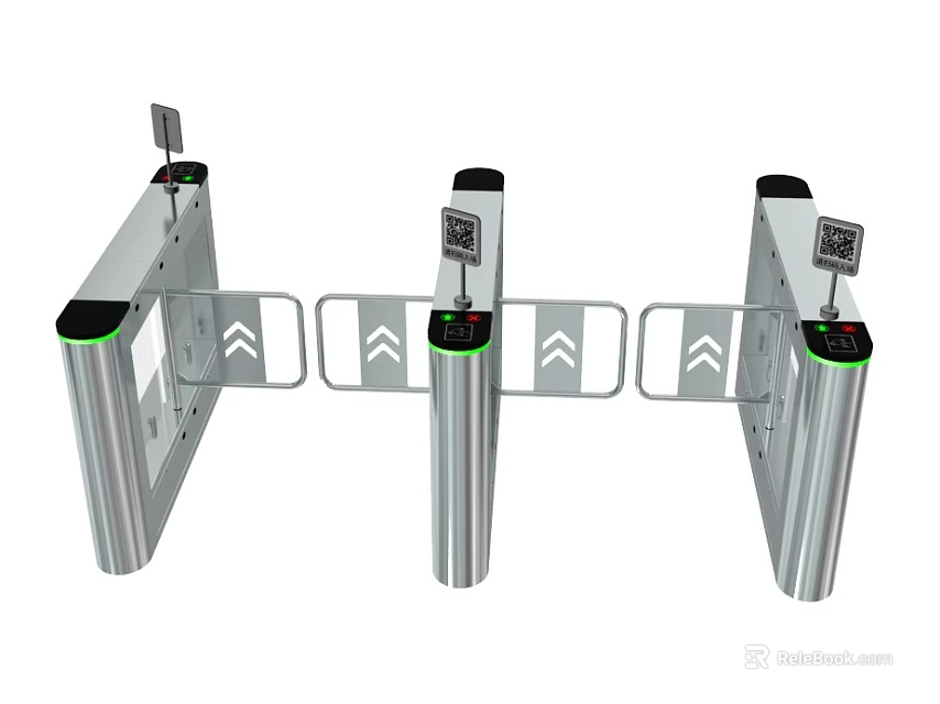 Commercial Stainless Steel Automatic Turnstile With Access Control Display And QR Code Scanner 3d model 