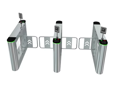 Commercial Stainless Steel Automatic Turnstile With Access Control Display And QR Code Scanner 3d model