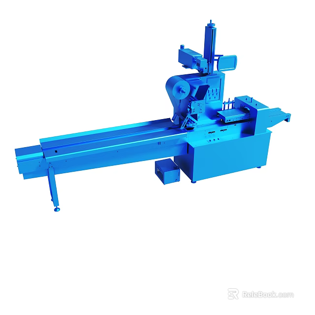 Blue Mechanical Industrial Machine With Long Base And Control Components 3d model