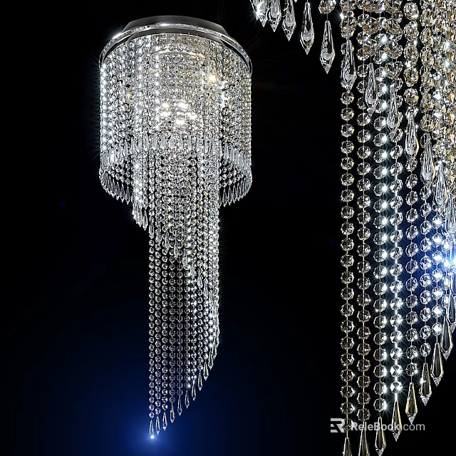 Elegant Crystal Chandelier With Sparkling Hanging Crystals And Decorative Chains For Modern Interior 3d model 