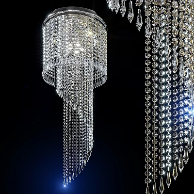 Elegant Crystal Chandelier With Sparkling Hanging Crystals And Decorative Chains For Modern Interior 3d model