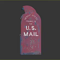 Pink And Blue US Mail Letterbox With Pull Down Feature And Letters Label