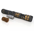 Detailed Large Cylindrical Mechanical Component With Small Metallic And Wooden Parts
