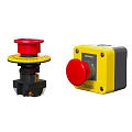 Industrial Switch Panel with Red Button and Yellow Base for Emergency Control Use