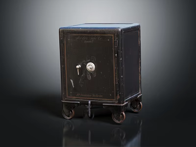 Vintage Commercial Safe With Wheels For Secure Business Storage Equipment 3d model