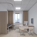 Medical Examination Room Interior With Wooden Cabinets Computer Desk Sink And Bed