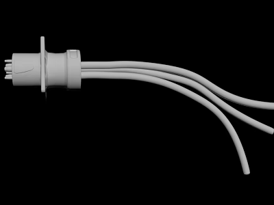 White Electrical Plug With Three Extended Cables On Black Background Structure 3d model
