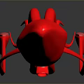 Red Aquatic Squid With Long Tentacles And Streamlined Body Design Feature 3d model