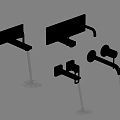 Collection of Black Wall Mounted Faucets with Various Designs and Flowing Water