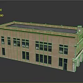 Museum Building Architectural Model With Brick Structure Symmetrical Windows And Decorative Details 3d model