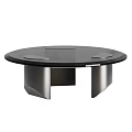 Round Black Coffee Table With Modern Metal Base And Sleek Tabletop Design 3d model