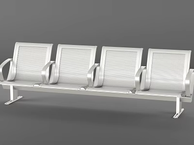 Modern Public Chair Design With Metal Frame Four Seats And Armrests 3d model