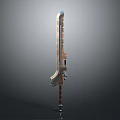 Ancient Decorative Sword With Metallic Blade Ornate Hilt And Wooden Handle Design