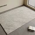 Light Gray Square Rug With Wavy Stripes And Open Book On Gray Floor 3d model