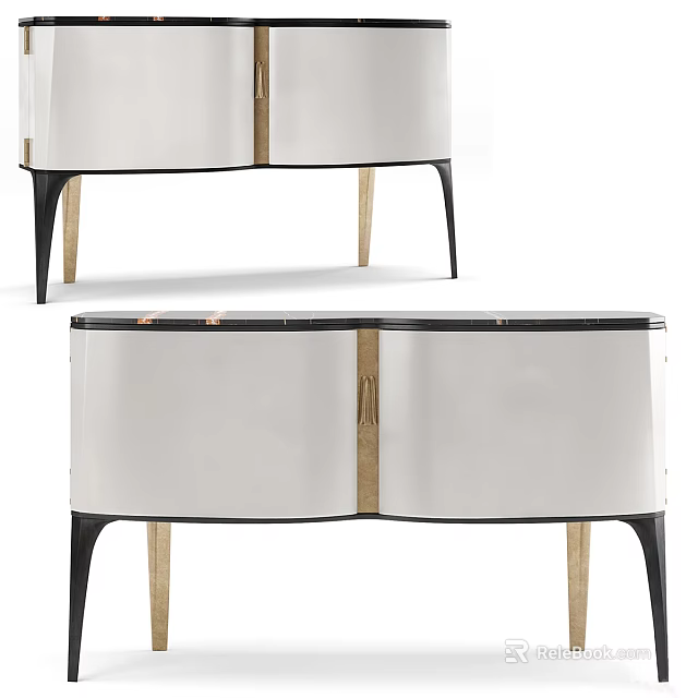 Modern White Chest of Drawers With Brass Legs Black Trim And Elegant Design 3d model 