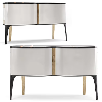 Modern White Chest of Drawers With Brass Legs Black Trim And Elegant Design 3d model