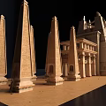 Ancient Egyptian Temple Architecture With Tall Stone Columns Sand Ground And Ladders