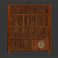 Traditional Solid Wood Wardrobe With Multiple Shelves And Circular Decorative Element