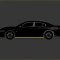 Black Modern Sports Sedan With Red Roof Gold Wheels And Yellow Side Stripes