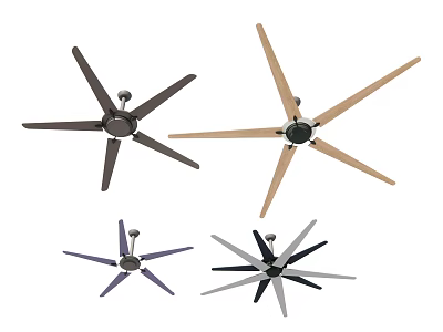 Modern Ceiling Fans with Various Designs and Colored Blades for Home Use 3d model