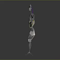 Futuristic Humanoid Robot Character With Metallic Body And Mechanical Limb Design