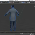 Game Movie Character Wearing Gray Coat Tie Gray Pants and Shoes Standing