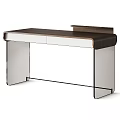 Modern Minimalist Office Desk with Wooden Top Metal Legs and Storage Drawers
