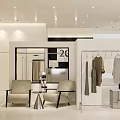 Modern Clothing Store Interior With Clothes On Racks White Black Decor Mirrors And Display Area