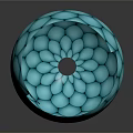 Turquoise Glossy Bowl With Hexagonal Scaled Pattern On Dark Background