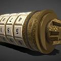 Golden Vintage Commercial Equipment With Number Wheels And Decorative Carvings For Counting