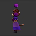 3D Feline Character With Floating Purple Spheres Purple Coat And Pink Accents In Magical Design