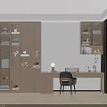 Modern Integral Bookcase Desk Solid Wood Bookcase Children's Bookcase 3d model