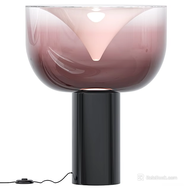 Modern Glass Table Lamp With Pink Purple Gradient Shade And Black Base 3d model 