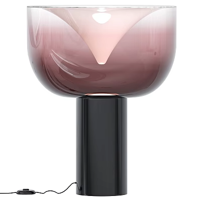 Modern Glass Table Lamp With Pink Purple Gradient Shade And Black Base 3d model