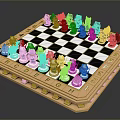Detailed Hand Carved Chess Pieces On Wooden Chessboard With Intricate Design
