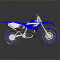 Blue And White Motocross Motorcycle With Large Tires Sporty Design And Reflective Surface