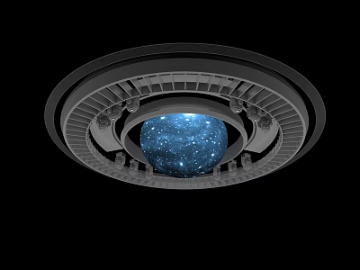 Modern Ceiling Light with Blue Starry Effect and Metallic Frame Design 3d model