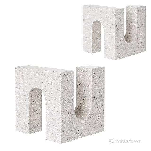 Minimalist White Geometric Block Decorative Ornament Set For Home Tabletop Decoration 3d model 
