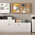 Organized Office Space With Whiteboard Corkboard Printers Cabinets And File Folders 3d model