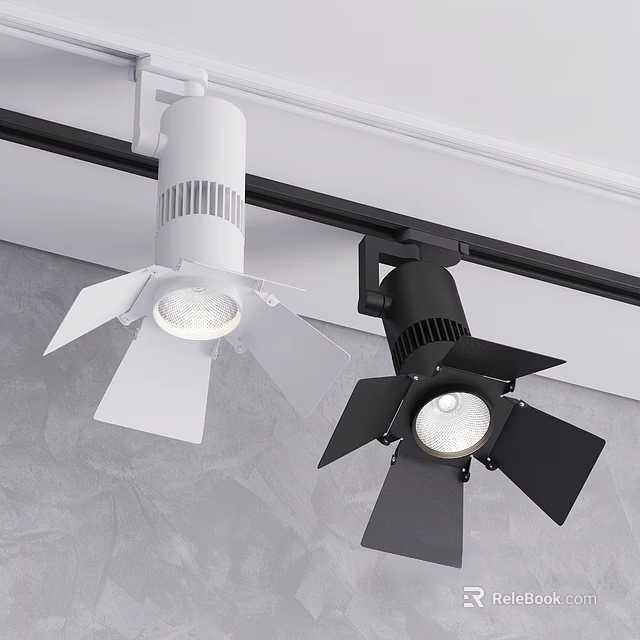 Modern White And Black Track Mounted Spotlights For Interior Lighting 3d model