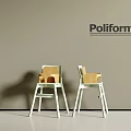 Poliform Dining Chairs With Modern Design White Frame And Wooden Seat