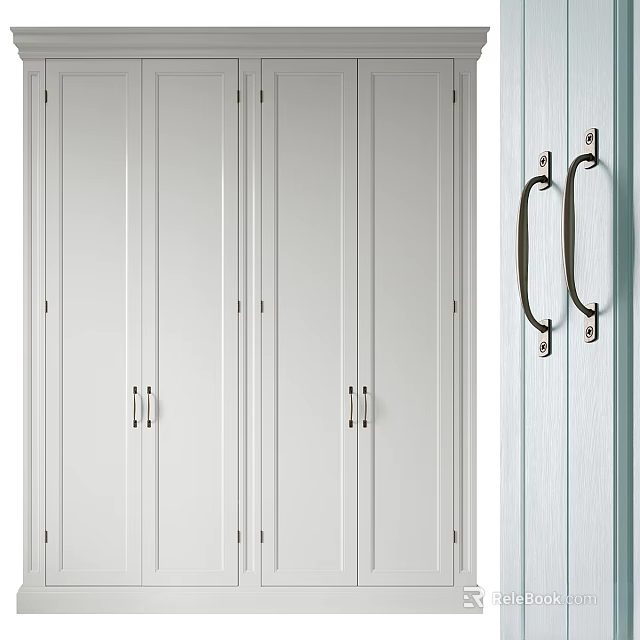 Modern White Dresser With Multiple Drawers Vertical Lines And Metal Handles For Home 3d model 